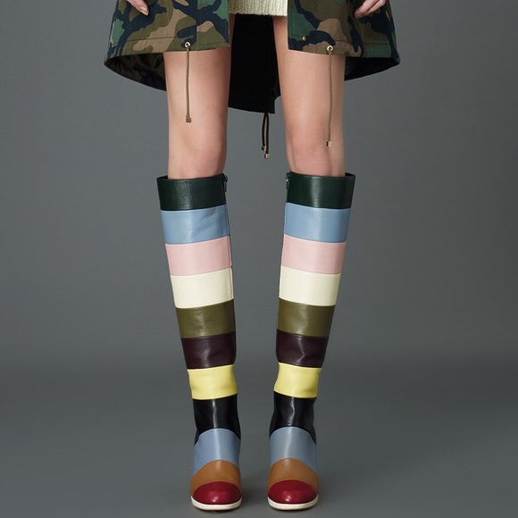 *RARE* Valentino Garvani Striped Leather Boots - Picture 2 of 7